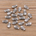 Fish Metal Beads Silver Tone Zinc Alloy Marine Creature Series 100pcs