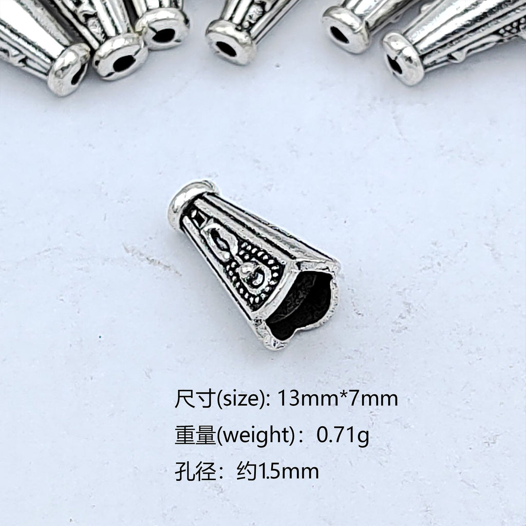 Cone Metal Beads 13mm Vintage Pattern Silver Tone 200pcs 6