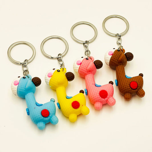 PVC Cartoon Giraffe Keychain Vibrant Colors Chunky Textures 2