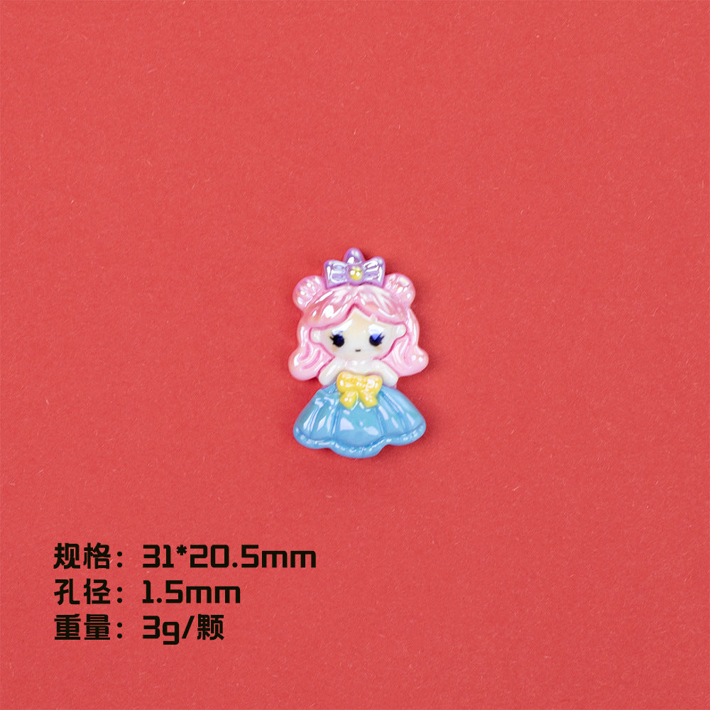 Glossy Pastel Princess Resin Beads Glossy Pretty Figures 10pcs 6