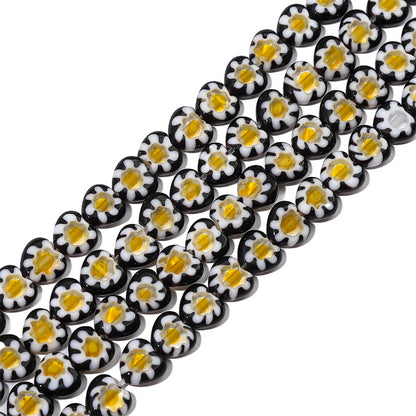 Millefiori Flower Glass Beads 8mm Colored Heart Shape 20pcs 12