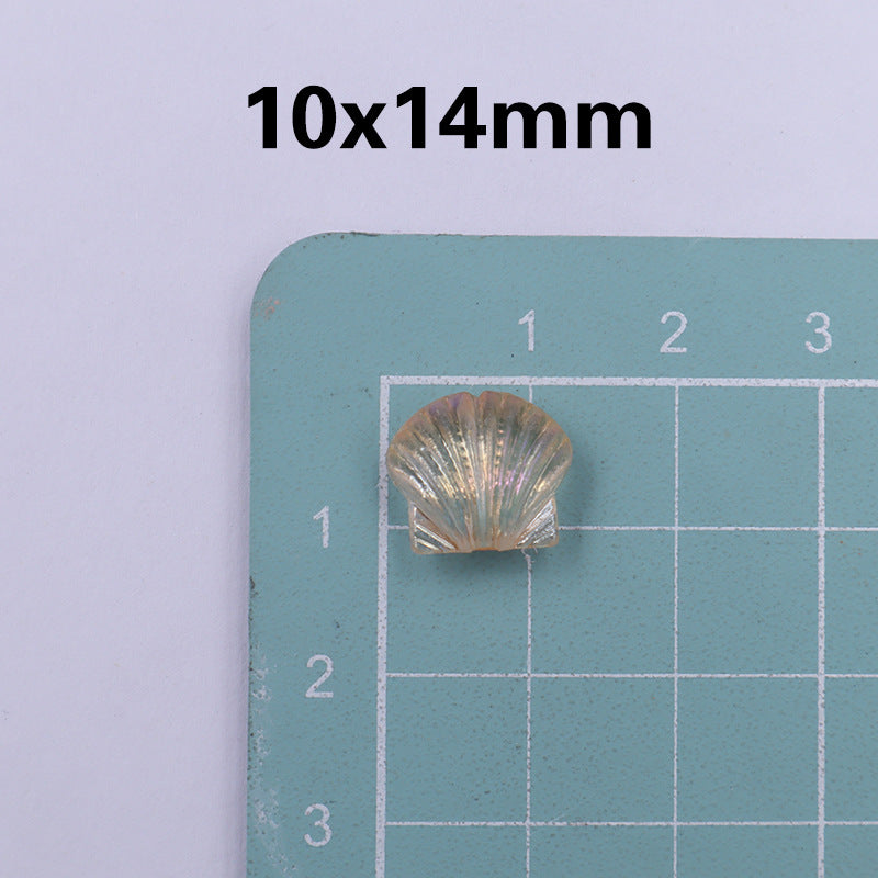 Transparent Shell Resin Beads 14mm Iridescent Multicolor 50pcs 7