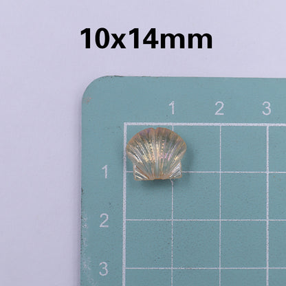 Transparent Shell Resin Beads 14mm Iridescent Multicolor 50pcs 7