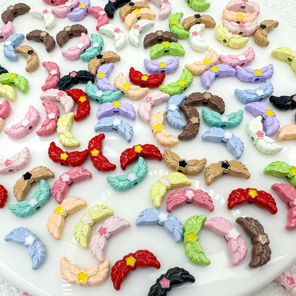 Angel Wing Metal Beads 14mm Painted Colorful Alloy 10pcs 3