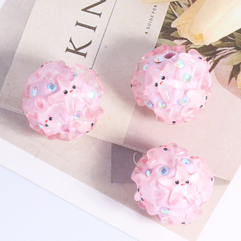 Embellished Bubblegum Beads 20mm Cartoon Animal Resin Rhinestone 4pcs 9