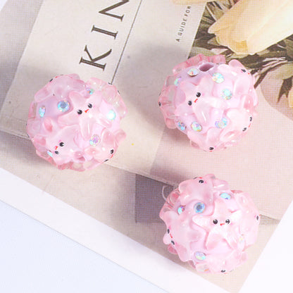 Embellished Bubblegum Beads 20mm Cartoon Animal Resin Rhinestone 4pcs 9