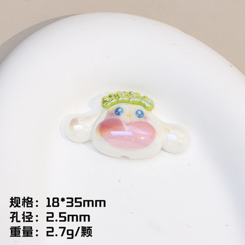 Plating Resin Character Beads Glossy Pastel Tones Big Mouth 10pcs 13