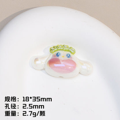 Plating Resin Character Beads Glossy Pastel Tones Big Mouth 10pcs 13