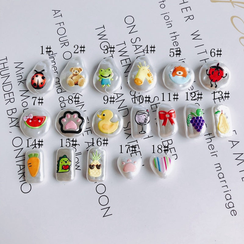 Hand Painted Irregular Shaped Acrylic Beads Imitation Pearl 10pcs 2