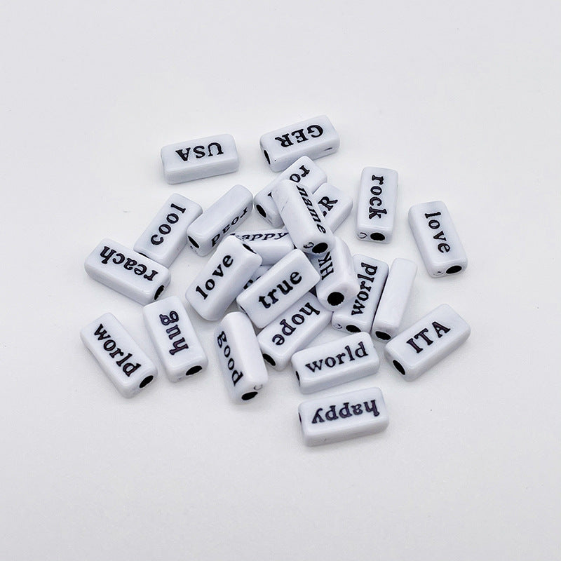 Rectangle Acrylic Tube Beads 8x15mm Colorful Word Letters 1100pcs 10
