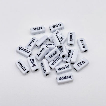 Rectangle Acrylic Tube Beads 8x15mm Colorful Word Letters 1100pcs 10