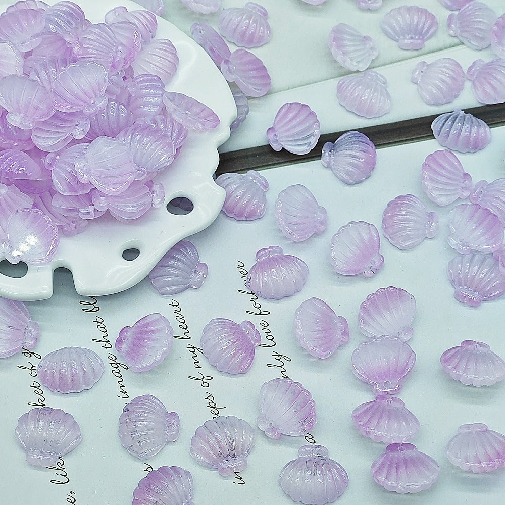 Czech Glass Beads Scallop Shell 16-18mm Frosted Pastel Colors 25pcs 11