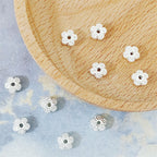 Alloy Flower Spacer Beads 7mm Matte Five Petal Tibetan Style 100pcs 2