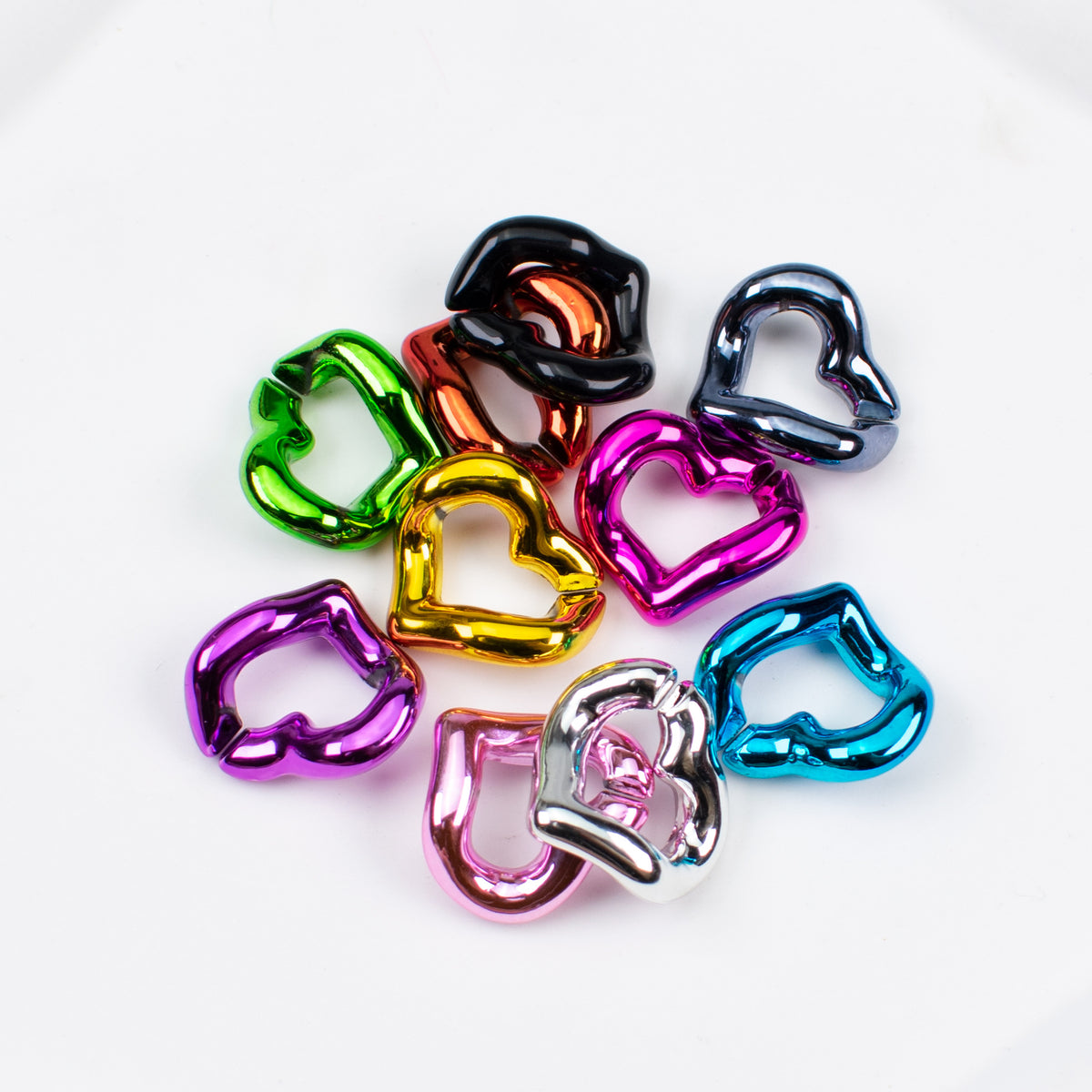 Metallic Heart ABS Plastic Open Chain Links Keychain Hardware 100pcs 4