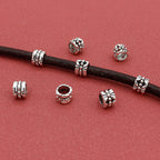 Tibetan Tube Metal Beads 7mm Hollow Patterned Alloy 100pcs 2