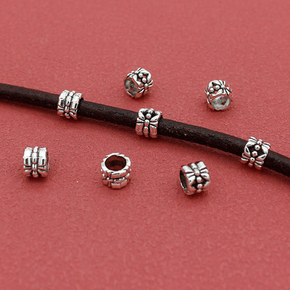 Tibetan Tube Metal Beads 7mm Hollow Patterned Alloy 100pcs 2