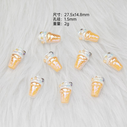 Ice Cream Dessert Resin Beads Glossy Iridescent Pastel 20pcs 12
