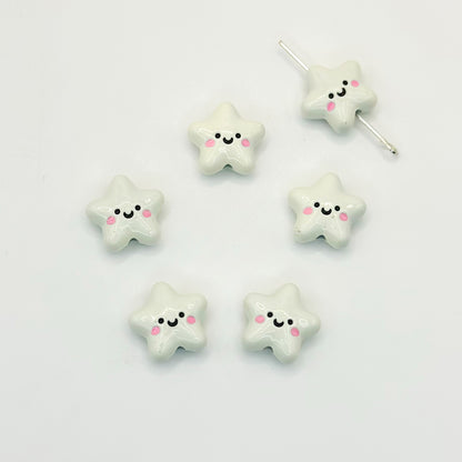Star Metal Beads 13mm Glossy Painted Smiley Face 10pcs 10
