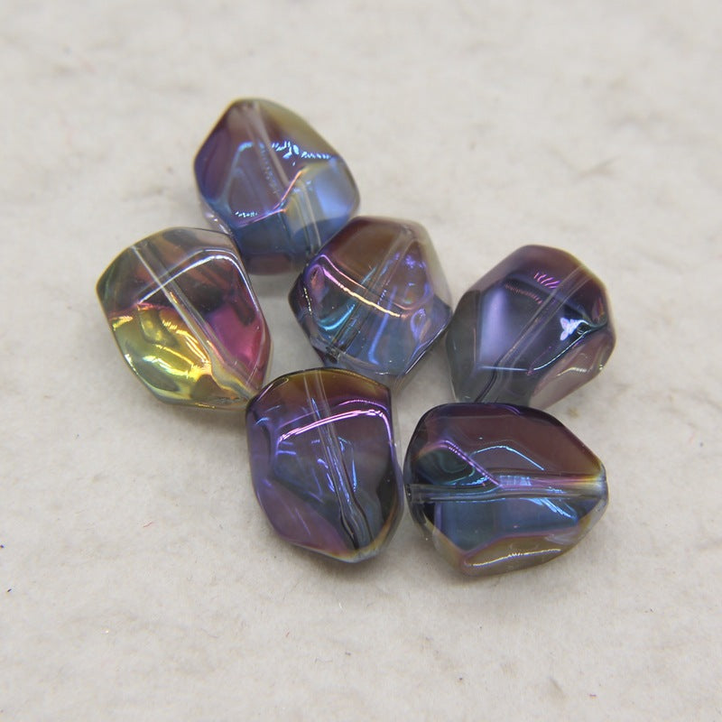 Electroplated Stone Shaped Glass Beads 17mm Vivid Colors 80pcs 6