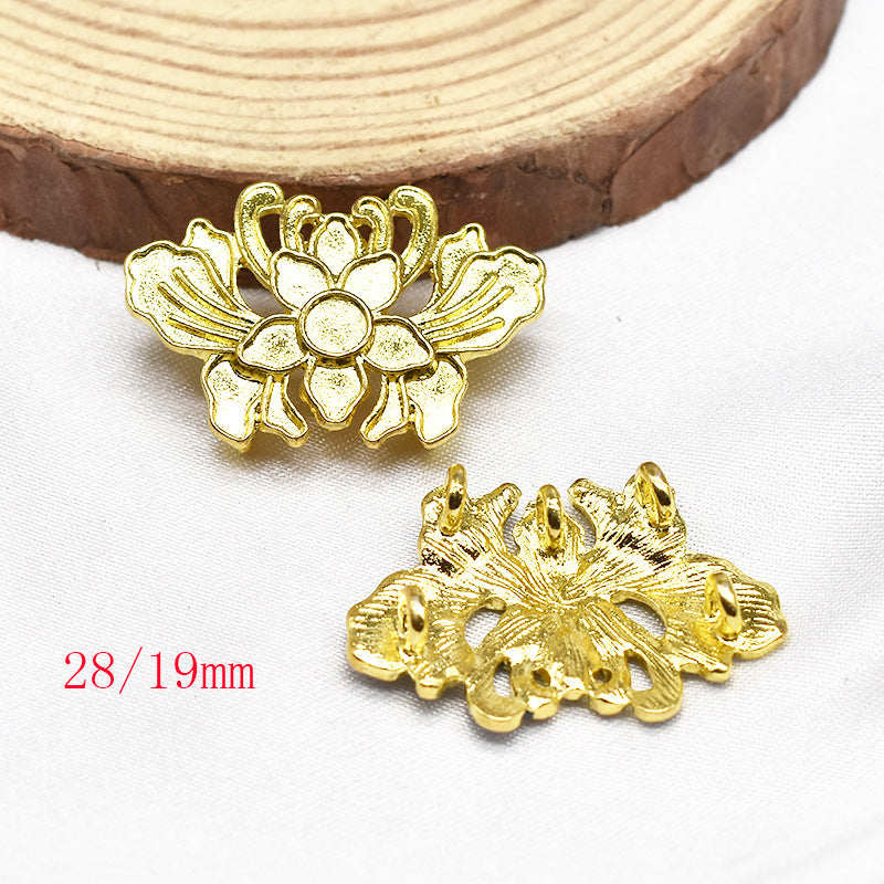 Fringed Iris Flower Metal Beads 28mm Cloisonne Enamel Zinc Alloy 10pcs 9