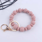Silicone Bead Wristlet Keychain Matte Soft Hues Gold Clasps 4
