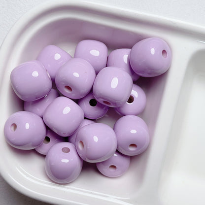 Painted Chubby Acrylic Beads 16mm Glossy Bright Colors 10pcs 10
