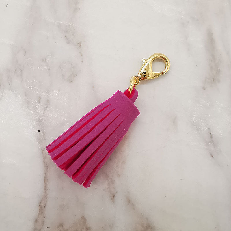 Mini Chunky Tassel Keychain PU Leather with Metal Clasp 8pcs 14