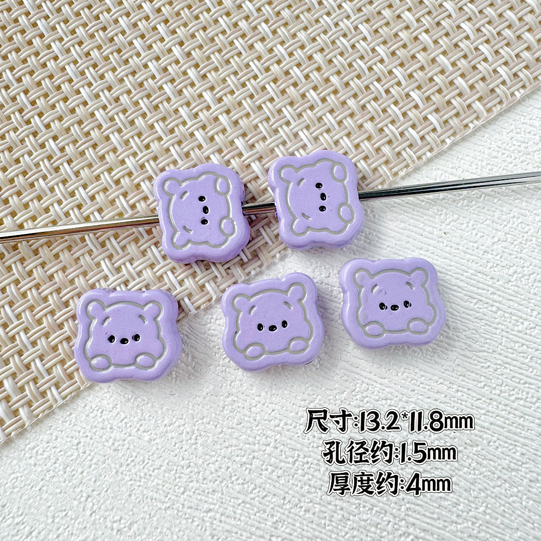 Bear Metal Beads 13mm Glossy Painted Alloy 10pcs 6