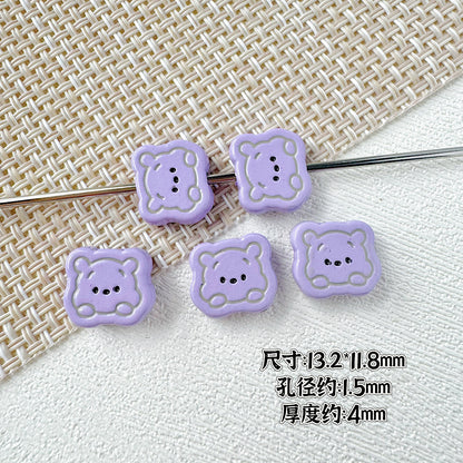 Bear Metal Beads 13mm Glossy Painted Alloy 10pcs 6