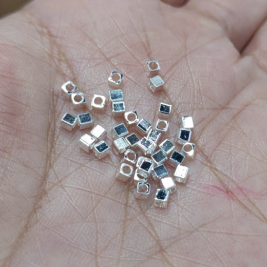 Brass Square Spacer Beads Geometric Silver Tone 100pcs 7