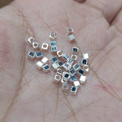 Brass Square Spacer Beads Geometric Silver Tone 100pcs 7