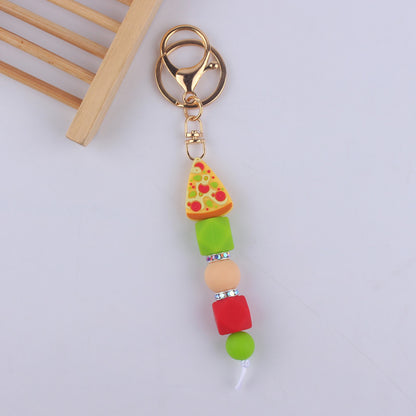 Cartoon Fruit Silicone Bead Keychain Fun Vibrant Colors 10