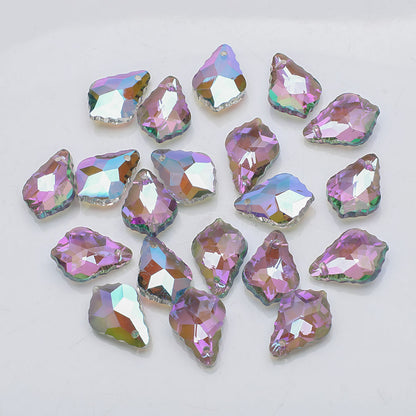 Electroplated Maple Leaf Glass Beads 11x16mm Double-Sided Single Hole 30pcs 32