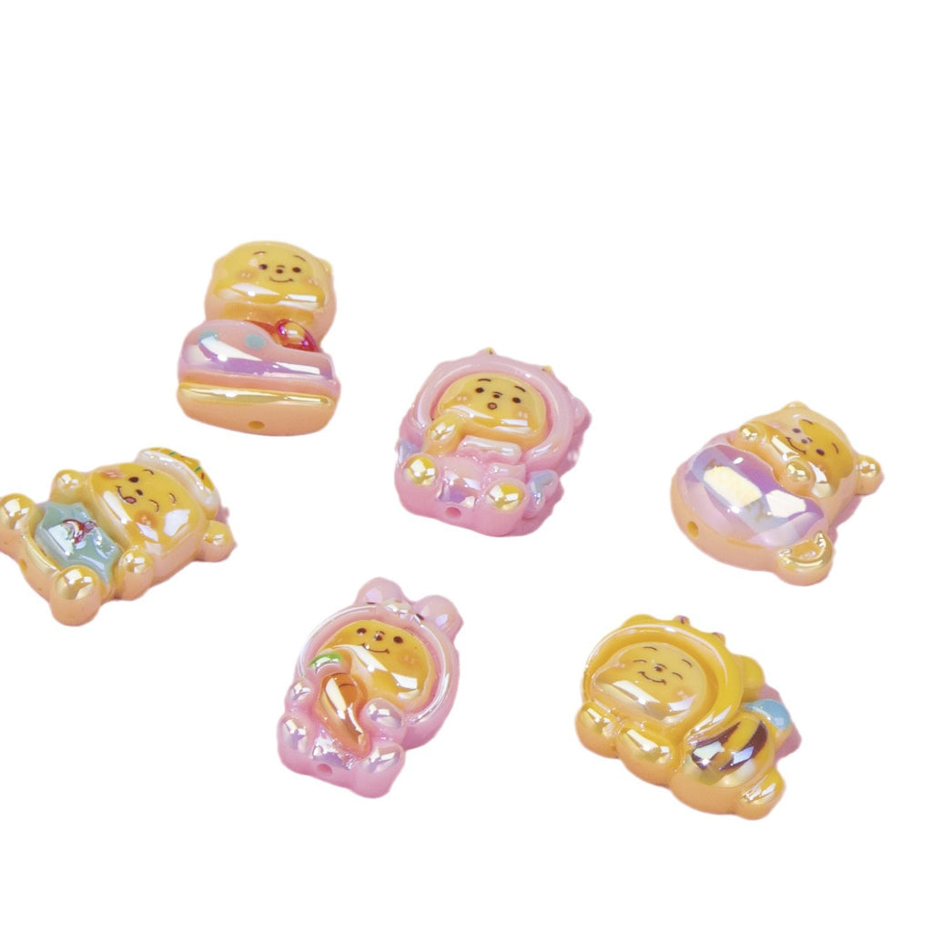 Glossy Pastel Resin Bear Resin Beads Playful Charm 10pcs 5
