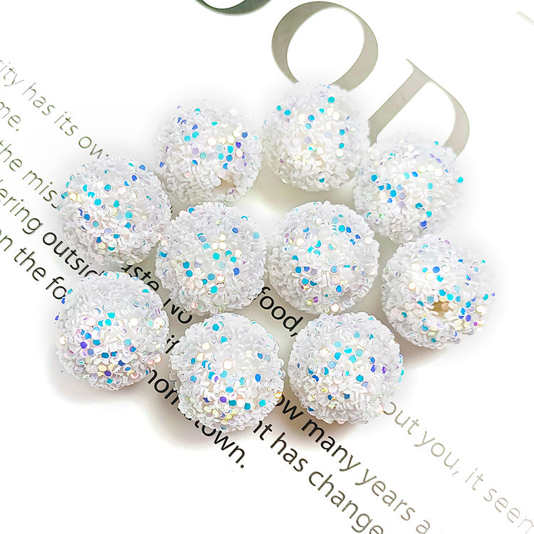 Glitter Bubblegum Beads 16mm Colorful Iridescent Sparkle 1pc 10