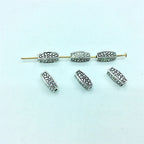 Tube Metal Beads 12mm Antique Silver Tone Crackle Zinc Alloy 100pcs