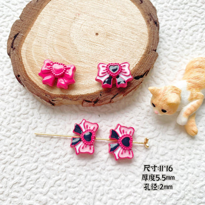 Bow Ballet Shoe Metal Beads Decorative Pastel Painted 20pcs 16