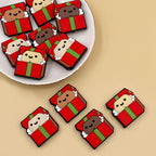 Silicone Focal Beads Christmas Gift Box with Playful Faces 20pcs