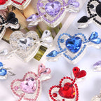 Cupid's Heart Alloy Rhinestone Full Heart Arrow Focal Beads 2pcs 4
