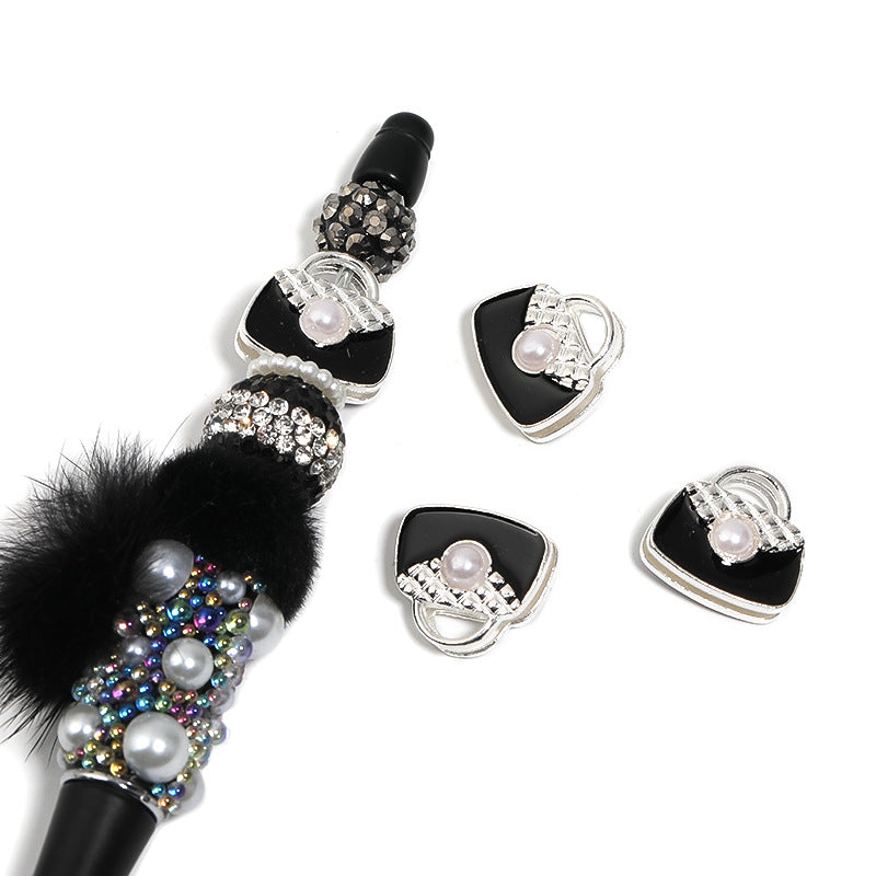 Handbag Metal Beads 18mm Double-Sided Pearl Enamel Finish 10pcs 6