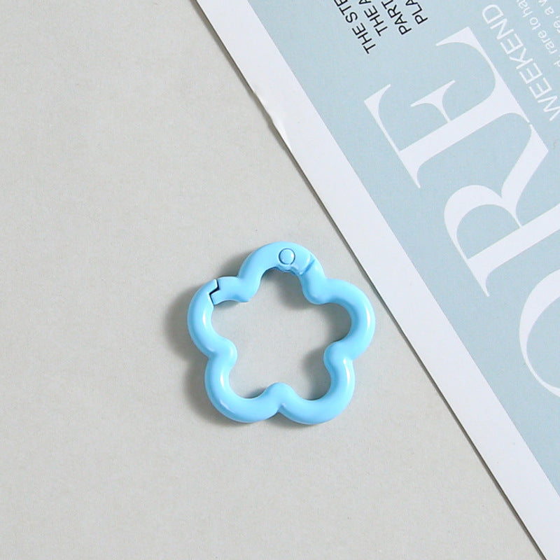 Zinc Alloy Flower Trigger Spring Key Rings 28mm 6pcs Baking Painted 12