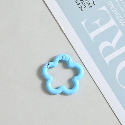 Zinc Alloy Flower Trigger Spring Key Rings 28mm 6pcs Baking Painted 12