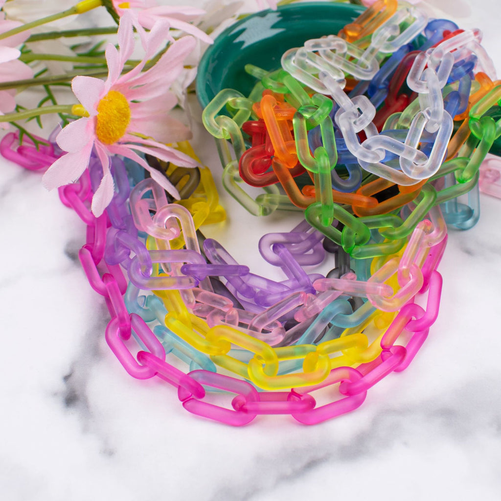 Matte Clear Acrylic Open Chain Links 20mm Colorful 100pcs 3