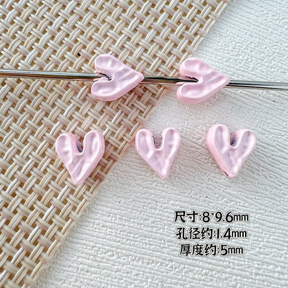 Heart Stone Metal Beads 6mm 9mm Glossy Painted Pastel Colors 50pcs 7