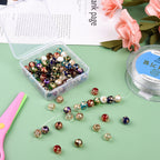 Frosted Round Glass Beads 8-12mm Translucent Gold Floral Design 50pcs 4