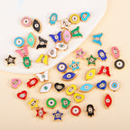 Irregular Shaped Metal Beads Double-Sided Enamel Evil Eye 20pcs