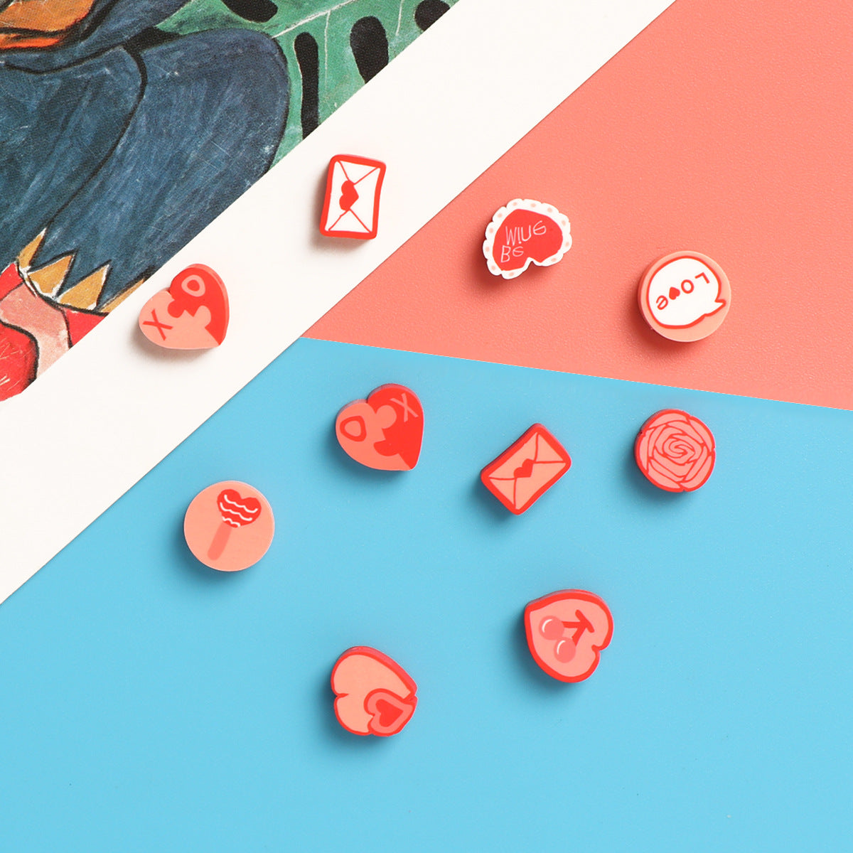 Valentine Flower Clay Beads Polymer Red Pink Mixed 100pcs 4