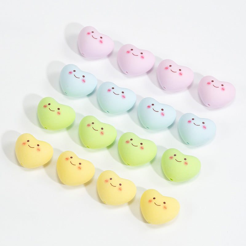 Painted Star and Heart Acrylic Beads 23mm Pastel Matte 50pcs 2