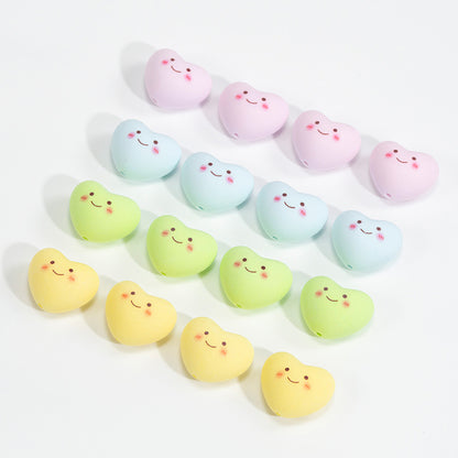 Painted Star and Heart Acrylic Beads 23mm Pastel Matte 50pcs 2