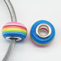 Acrylic Round Spacer Beads 14mm Rainbow Stripe Large Hole 50pcs 17